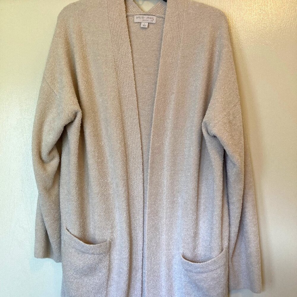 BAREFOOT DREAMS CozyChic Lite® Cardigan Sweater - Size L - Beige